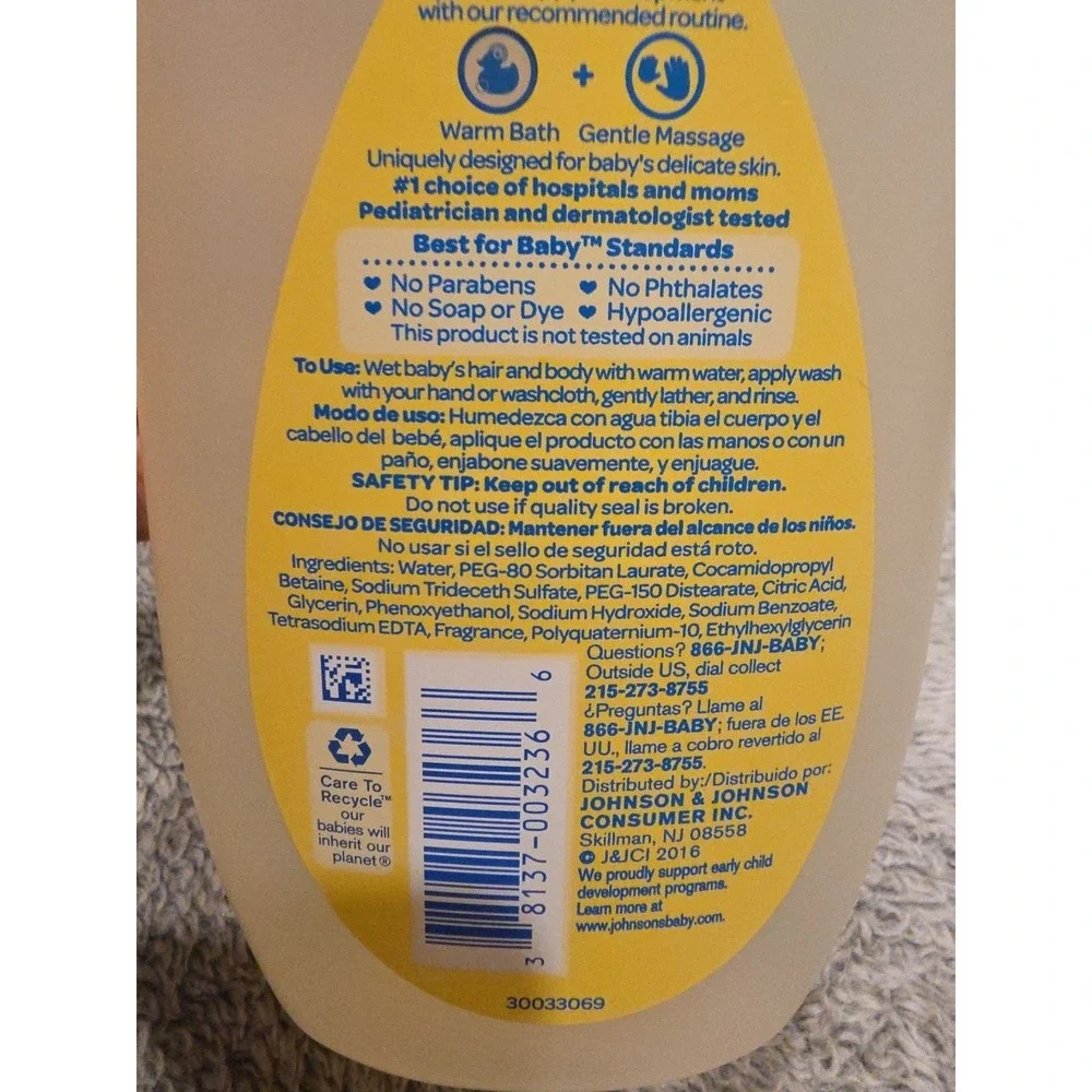 Johnson's Head-To-Toe Wash 9 Fl Oz Dye Free Doscontinued New
